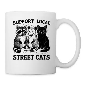 Raccoon Opossum Cat, Support Local Street Cats - Mug - white - Right