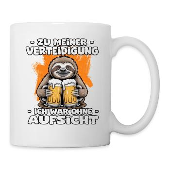 Beer Time | Bier Faultier | Sloth | Bier - Tasse - Weiß - Rechts