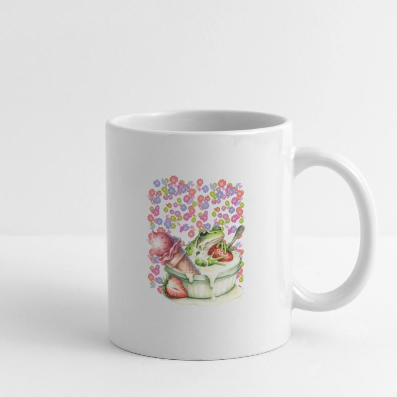 Frosch Frösche Dessert Eis Eiscrem Eiskrem Erdbeer Tasse