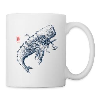 Cachalot vs pieuvre géante - Mug blanc - blanc - Droite