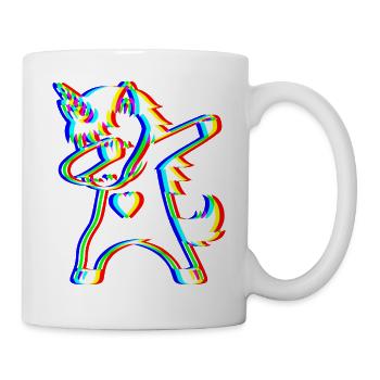 Glitch Dab Einhorn – Trendy Fantasy - Tasse - Weiß - Rechts