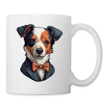 A cute dog wearing a bowtie - Mug - white - Right