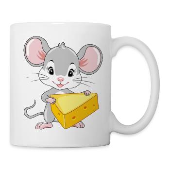Mignon bébé souris avec un morceau de fromage - Mug blanc - blanc - Droite