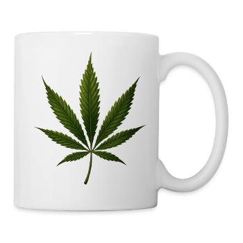 Cannabis Leaf Art Motif - Stylish Hemp Leaf - Mug - white - Right