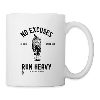 No Excuses Run Heavy, Motivational Design with Cheetah - Mug - white - Right