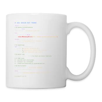 404 Brain Not Found Python Code - Tasse - Weiß - Rechts