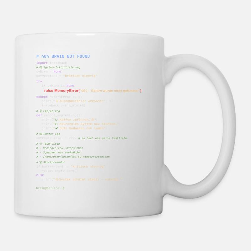 404 Cerveau introuvable Code Python - Mug blanc - blanc