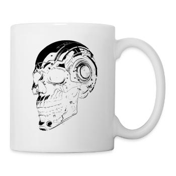 Crâne Cyborg Noir - Mug blanc - blanc - Droite