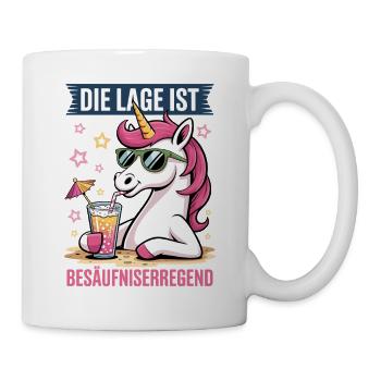 Die Lage Ist Besäufniserregend Einhorn Party - Tasse - Weiß - Rechts