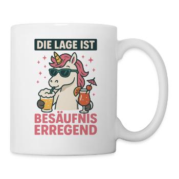 Die Lage Ist Besäufniserregend Einhorn Party - Tasse - Weiß - Rechts
