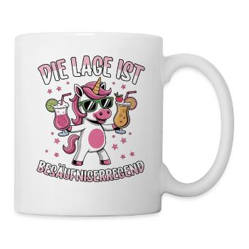 Die Lage Ist Besäufniserregend Einhorn Party - Tasse - Weiß - Rechts