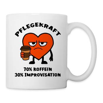 Pflegekraft 70% Koffein 30% Improvisation - Tasse - Weiß - Rechts