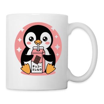 Süße Taube, die Schokolade trinkt, Milch, Japan, Vogel - Tasse - Weiß - Rechts