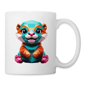 Bunter Fischotter im Polygon - Tasse - Weiß - Rechts