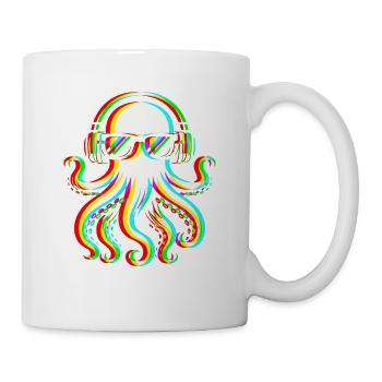RGB-Oktopus, der Musik hört - Tasse - Weiß - Rechts