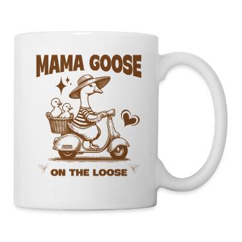 Mama Goose On The Loose Maman mignonne Oie Sur Scooter - Mug blanc - blanc - Droite