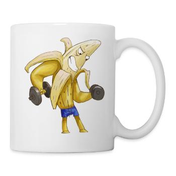 Funny banana with muscles - fitness meets humor! - Mug - white - Right
