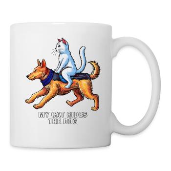 MY CAT RIDES THE DOG - Mug - white - Right