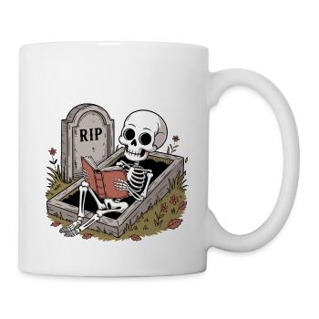 Read In Peace Skeleton Books Reading Funny Reader - Mug - white - Right