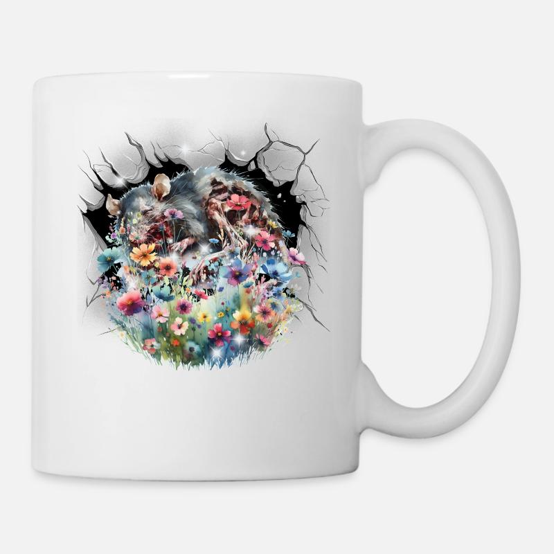 Souris souris rat fleurs fleur nature environnement - Mug blanc - blanc