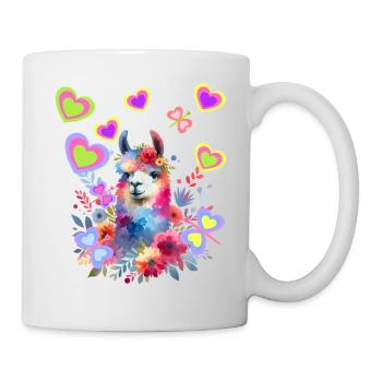 Rétro Lama Lamas Femme Enfant Fille Enfants - Mug blanc - blanc - Droite