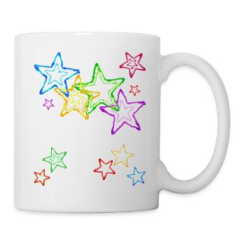 bunte Sterne - Tasse - Weiß - Rechts