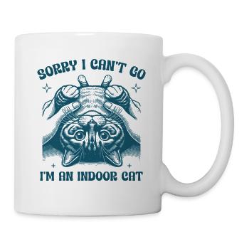 Désolé, je ne peux pas y aller, je suis un chat d’intérieur, un animal de compagnie, un amour - Mug blanc - blanc - Droite