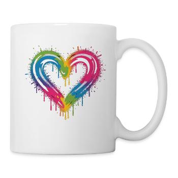 Buntes Herz Shirt - Tasse - Weiß - Rechts