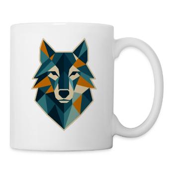 Tête de loup géométrique style polygone - Mug blanc - blanc - Droite