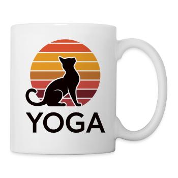 Zen Katze im Sonnenuntergang - Tasse - Weiß - Rechts