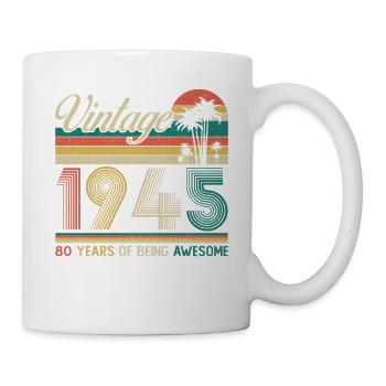 80 Jahre 1945 Vintage Retro Geburtstagsgeschenk - Tasse - Weiß - Rechts