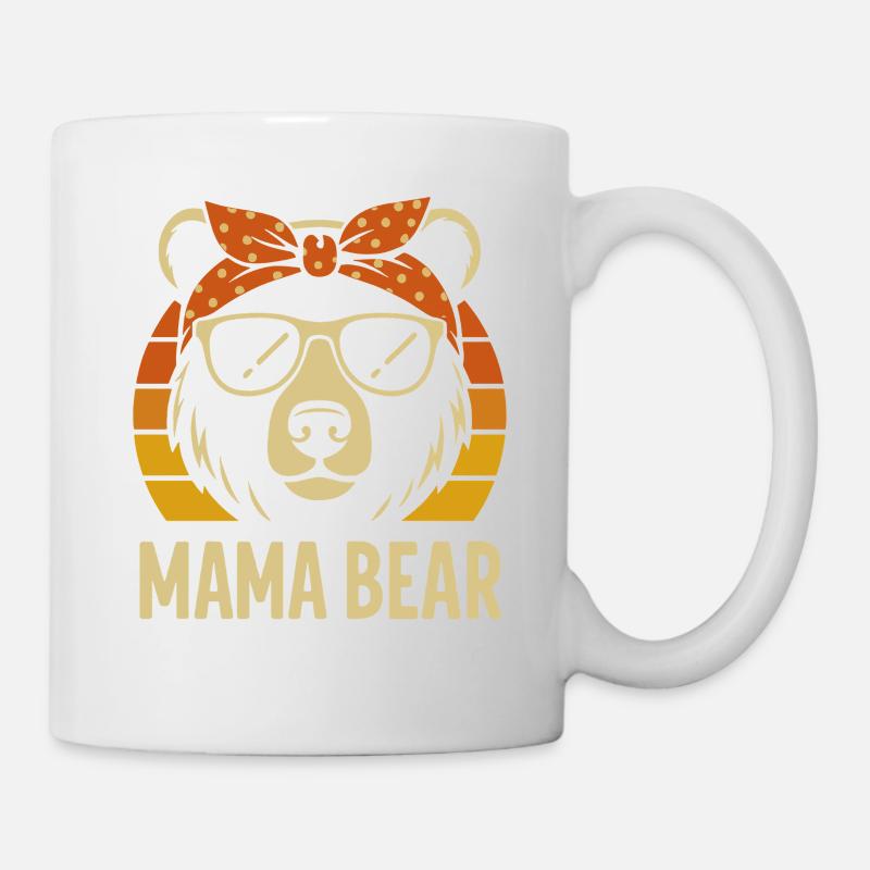 Cool Mama Bear Bandana rétro coucher de soleil - Mug blanc - blanc