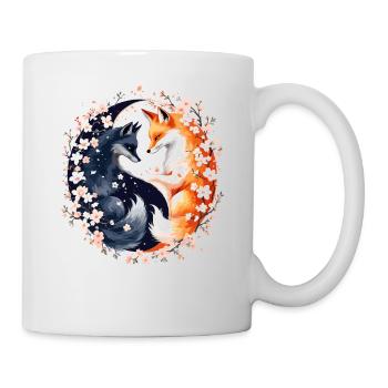 Kitsune Fuchs, Japanische Anime & Mythologie - Tasse - Weiß - Rechts