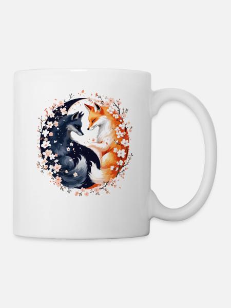 Kitsune Fuchs, Japanische Anime & Mythologie - Tasse - Weiß