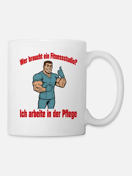 Wer braucht ein Fitnessstudio - Mann - Tasse - Weiß