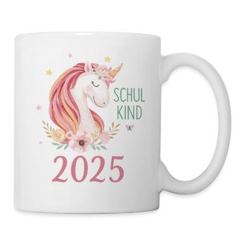 Einhorn Schulkind 2025 Mädchen Einschulung 2025 - Tasse - Weiß - Rechts