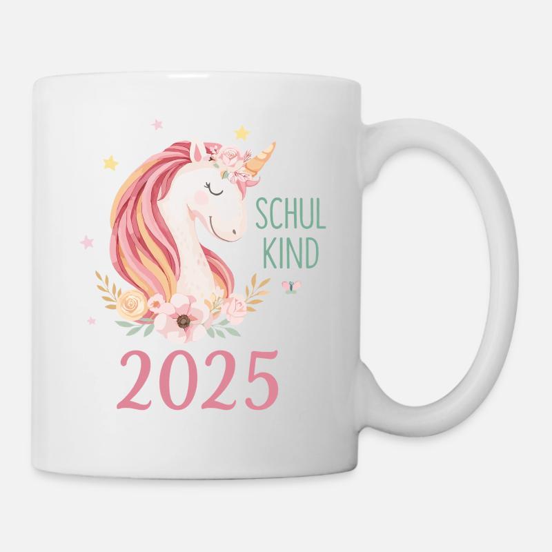 Einhorn Schulkind 2025 Mädchen Einschulung 2025 - Tasse - Weiß