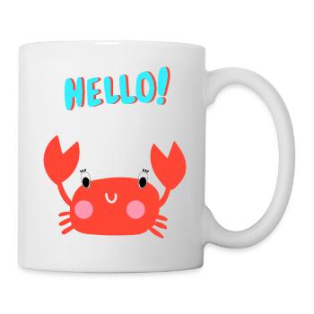 Cute Crab Says Hello - Gift Idea for Kids - Mug - white - Right
