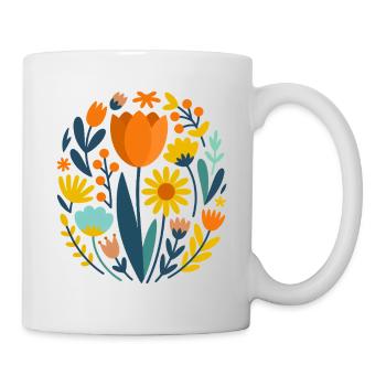 Boho Wildblumen Blumen Natur Blume - Tasse - Weiß - Rechts