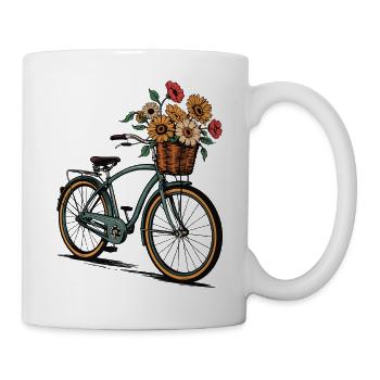 Floral Bicycle Retro Art - Mug - white - Right
