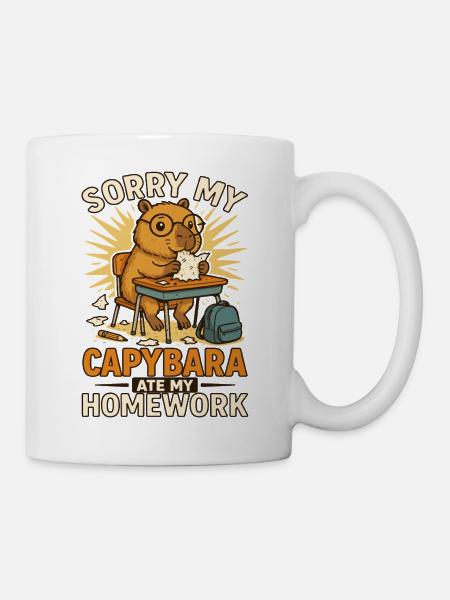 Capybara Wasserschwein Hausaufgaben Lustig - Tasse - Weiß