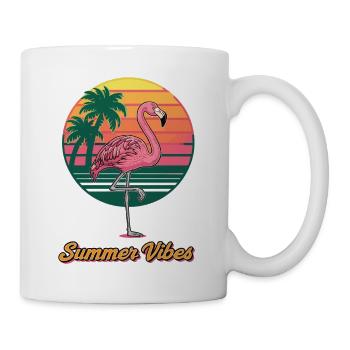 Flamant rose d’été rétro - Mug blanc - blanc - Droite