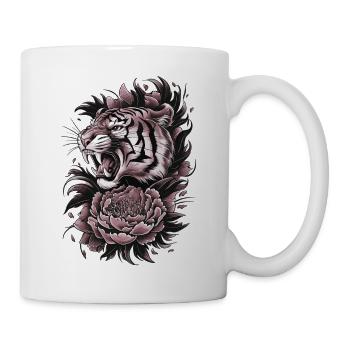 Wilder Tiger & Blume Shirt - Tasse - Weiß - Rechts