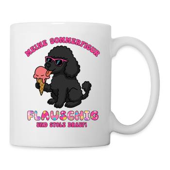 Süßes Pudelmotiv mit Eiswaffel, Urlaubsmotiv - Tasse - Weiß - Rechts
