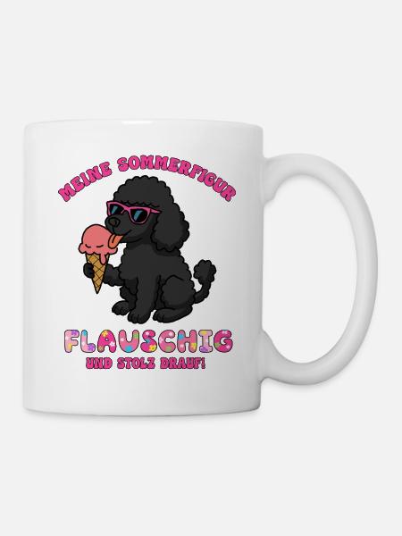 Süßes Pudelmotiv mit Eiswaffel, Urlaubsmotiv - Tasse - Weiß