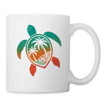 Schildkröten Motiv Wellen Festival Turtle Surfer - Tasse - Weiß - Rechts