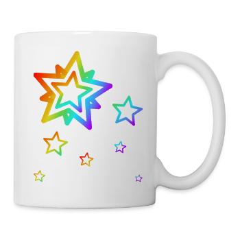 Colorful Stars Shooting Star Rainbow Gradient - Mug - white - Right