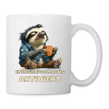 Funny sloth with saying Energiesparmous active - Mug - white - Right