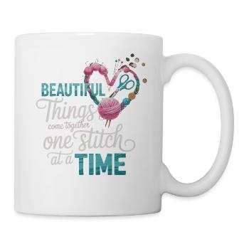 Motif de couture – point par point à la beauté - Mug blanc - blanc - Droite