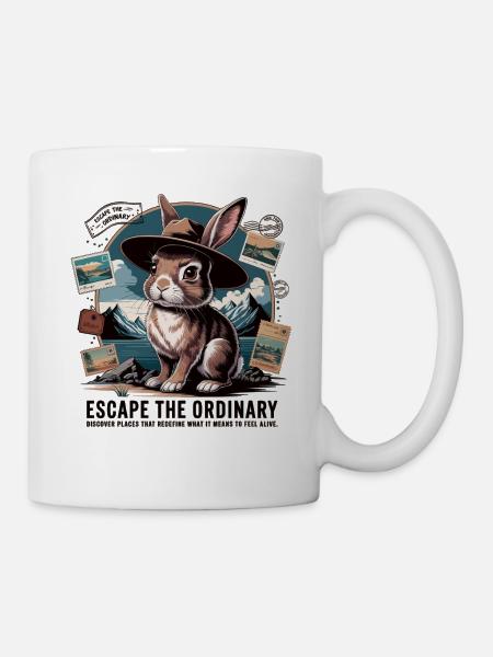 Postkarten - Hase auf Reisen - Tasse - Weiß